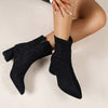 Women's Chunky Heel Solid Color Ankle Boots 33095909C
