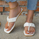 Women's Fashion Square Toe Pleated Flip Flops 95898678C
