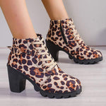 Women's Autumn/Winter Lace-Up Chunky Heel Ankle Boots 10477515C