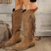 Women's Suede Tassel Block Heel Knee-High Riding Boots 53269765C