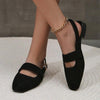 Women's Casual Black Buckled Flat Sandals 92438639S