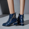 Women's Fashion Zipper Decorative Chunky Heel Ankle Boots 30992996S