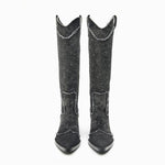 Women's Fashionable Rhinestone Thick Heel Cowboy Boots 63066826S