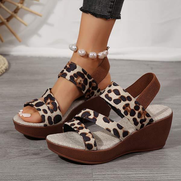 Women's Leopard Print Platform Wedge Sandals 92656223C