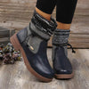 Women's Round-Toe Knitted Ankle Martin Boots 54894887C