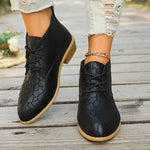 Women's Casual Lace-up Front Embossed Ankle Boots 96860680S