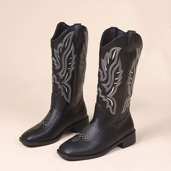 Women's Long Embroidered Vintage Denim Boots 72804689C