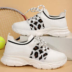 Women's Leopard Print Low-Top Front-Lace Athletic Shoes 56089523C