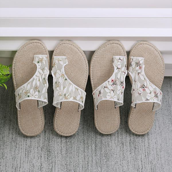 Women's Lace Embroidered Fashion Thick Soled Slippers 76233015S