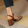Women's Vintage Metal Buckle Chunky Heel Sandals 01812430C