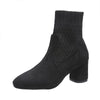 Women's Square Toe Chunky Heel Knitted Sock Boots 10311565S