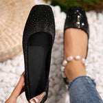 Women's Casual Rhinestone Knit Slip-On Flats 25356394S