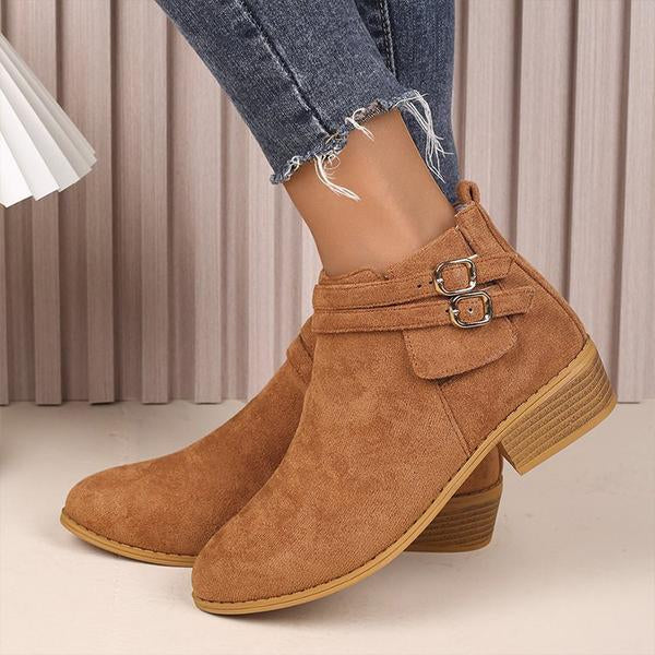 Women's Casual Double Buckle Ankle Boots 90135933S