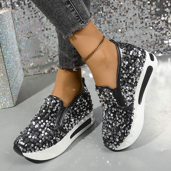 Women's Lace Sequin Slip-On Casual Sneakers 36451789C