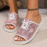 Women's Stylish Shiny Tassel Flat Slippers 78223908S
