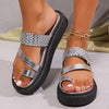 Women's Solid Color Toe-Ring Platform Slide Sandals 79264587C
