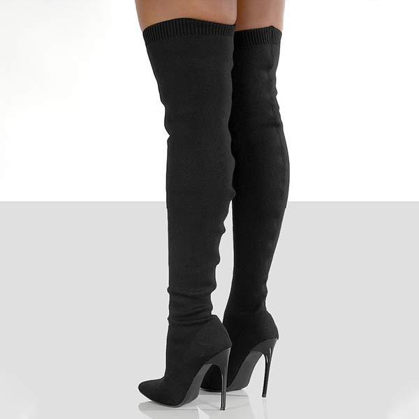 Women's Stretch Knit Stiletto Over-the-Knee High Heel Boots 65062764C