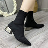 Women's Pointed Toe Chunky Heel Knit Ankle Boots 51895414C