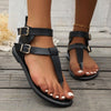 Women's Retro Flat Thong Sandals with Belt Buckle 51297823S