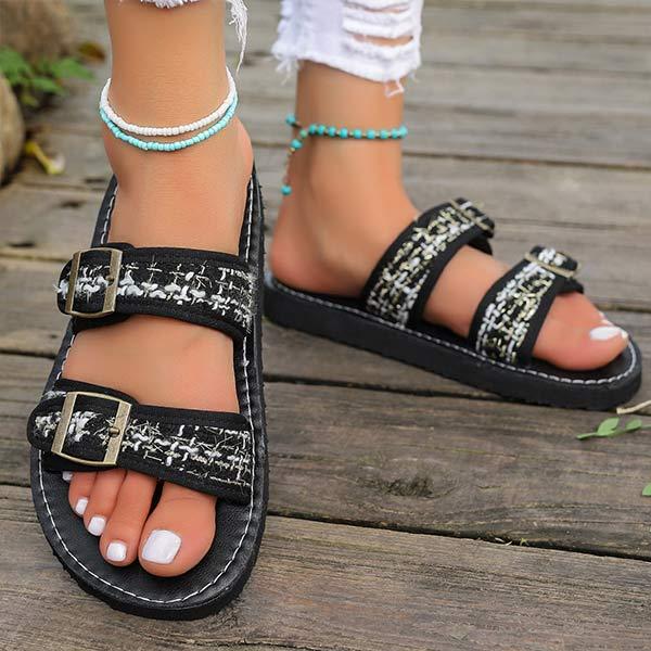 Women's Round Toe Fashion Sandals with Buckle Strap 89233897C