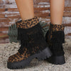 Women's Fashion Leopard Tassel Platform Ankle Boots 47923879S