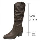 Women's Vintage Stacked Heel Slouchy Cowboy Boots 80952197C