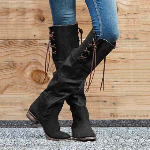 Women's Vintage Chunky Heel High Shaft Boots 04323640C