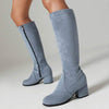 Women's Fashion Solid Color Warm Side Zipper Thick Heel Boots 42066660C