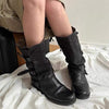 Women's Genuine Leather Buckle Slouch Boots 52773520C