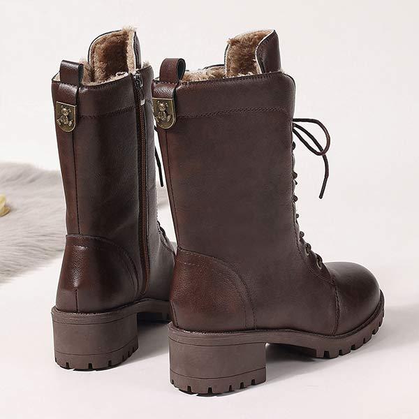 Women's Front Lace-Up Thickened Warm Cotton Boots 01252857C