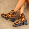 Women's Leopard Print Block Heel Ankle Boots 88668303C