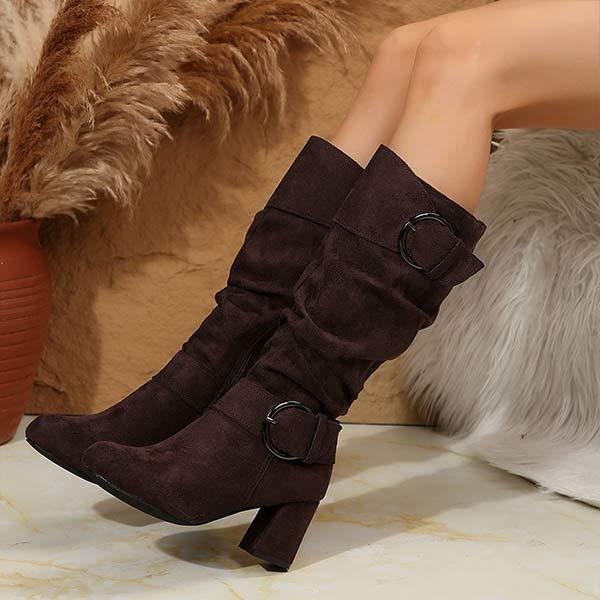 Women's Over-the-Knee Suede High Heel Fashion Boots with Belt Buckle 58823634C