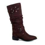 Women's Low Heel Suede Slouch Fashion Boots 90329834C