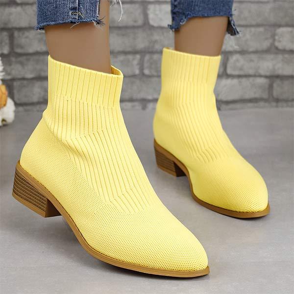 Women's Fly-Knit Pointed-Toe Breathable Sock Boots 79452397C