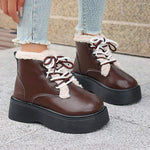 Women's Lace-Up Warm Fur-Edge Short Boots 69847241C