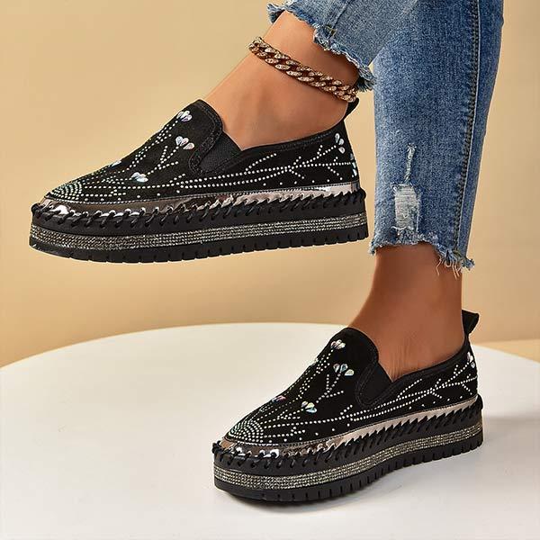 Women's Rhinestone Platform Platform Loafers 52716236C