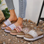 Women's Studded Hemp Rope Fashion Thick Soled Slippers 23359316S