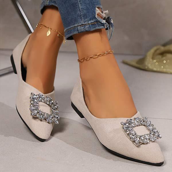 Women's Buckle Rhinestone Pointed Toe Pumps 60096403C