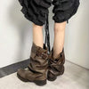 Women's Buckle Strap Slouchy Ankle Boots - Post-Apocalyptic Style 51649575C