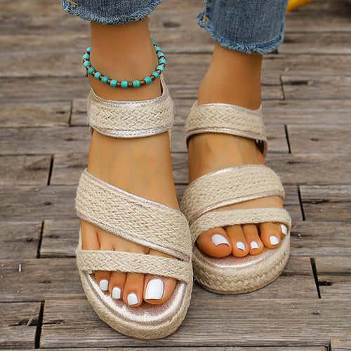 Women's Straw Thick Sole Slip-On Beach Sandals 00770312S