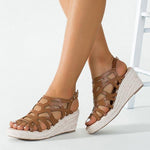 Women's Fashion Hollow Open Toe Wedge Sandals 26312116C