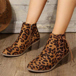 Women's Leopard Print Side Tie Fashion Boots 51467173C