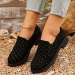 Women's Suede Slip-On Shoes with Rhinestone Detailing 11851945C