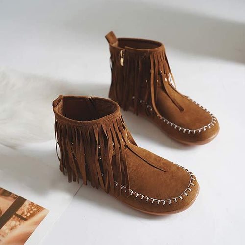 Women's Fringed Short Suede Martin Boots 67561044C