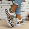 Women's Casual Flyweave Lace-Up Leopard Print Sneakers 33743420S