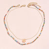 Braided Colorful Beaded Flowers Double Layer Necklace 15231976C