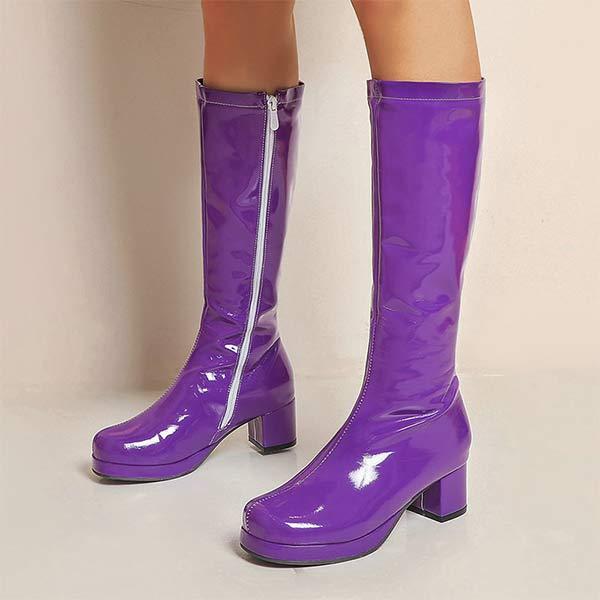 Women's Patent Leather High Boots with Side Zipper – Pole Dance Boots 89435390C