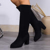 Women's Suede Chunky Heel Stretch Over-the-Knee Boots 63909600C