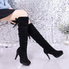 Women's High-Heeled Lace-Up Knee-High Boots 12194319C