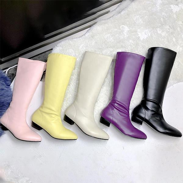 Women's Casual Pointed Toe Flat Knee-High Boots 99003573S